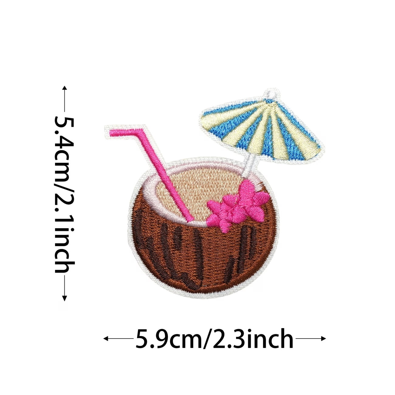 2pcs Coconut Embroidery Iron-On Patches for Boys - Cartoon Design for Clothing, Hats, Bags, Shoes, Socks