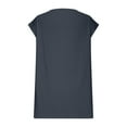 thumbnail image 5 of Summer Saving Wycnly Womens Tops Dressy Casual Plus Size Comfy Cotton Linen Irregular Hem Pullover Shirts with Pocket Summer Short Sleeve Round Neck Tops Solid Blouse Black m, 5 of 7