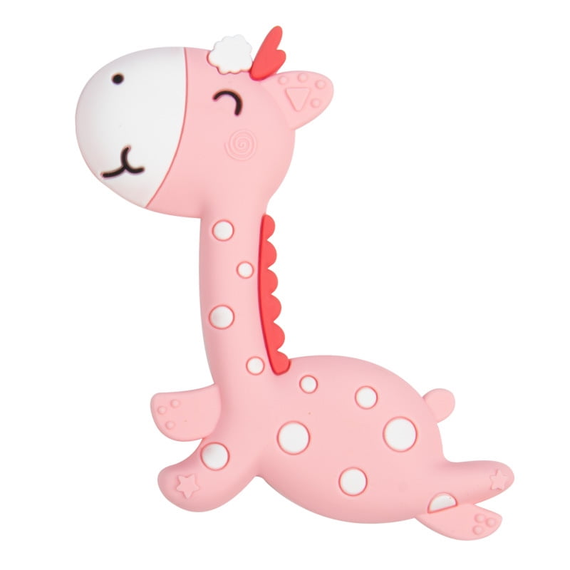 Pink Deer Teethers for Babies 0-6/6-12 months Silicone Teething Toy Gift for Girls Gum Massager Anxiety Relief Items