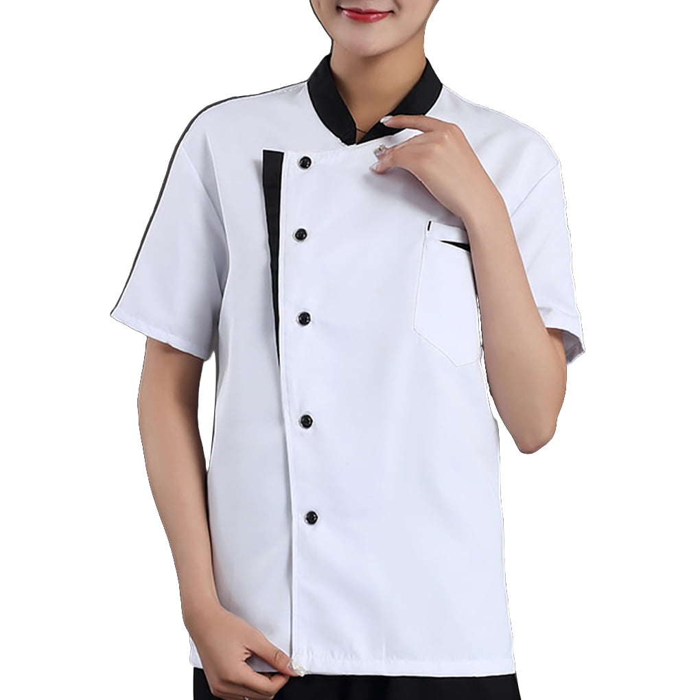 Fastboy Chef Short Sleeve Breathable Breasted Cooking Clothes Catering Uniform Summer Bakery Unisex Workwear Restaurant Kitchen White L Other