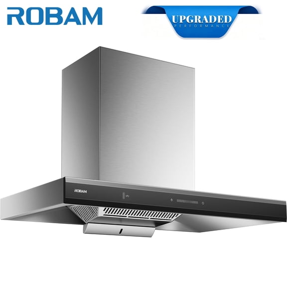 ROBAM 36-Inch Wall Mount Range Hood A832, 1100 CFM Powerful Kitchen Hood, Ducted/Ductless Convertible, 9-Speed Slide & Touch Control with Delay Shutoff & Charcoal Filter