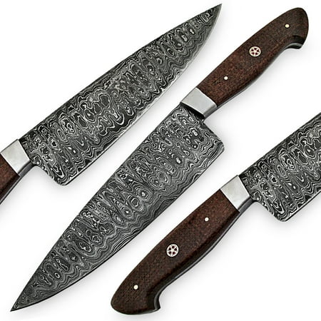 White Deer Damascus Steel Santoku Japanese Chef Knife Coyote Micarta (Best Japanese Damascus Knives)