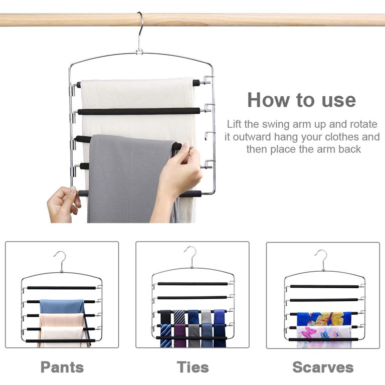 Space Saving Multi Pants Hanger With Clips - Inspire Uplift