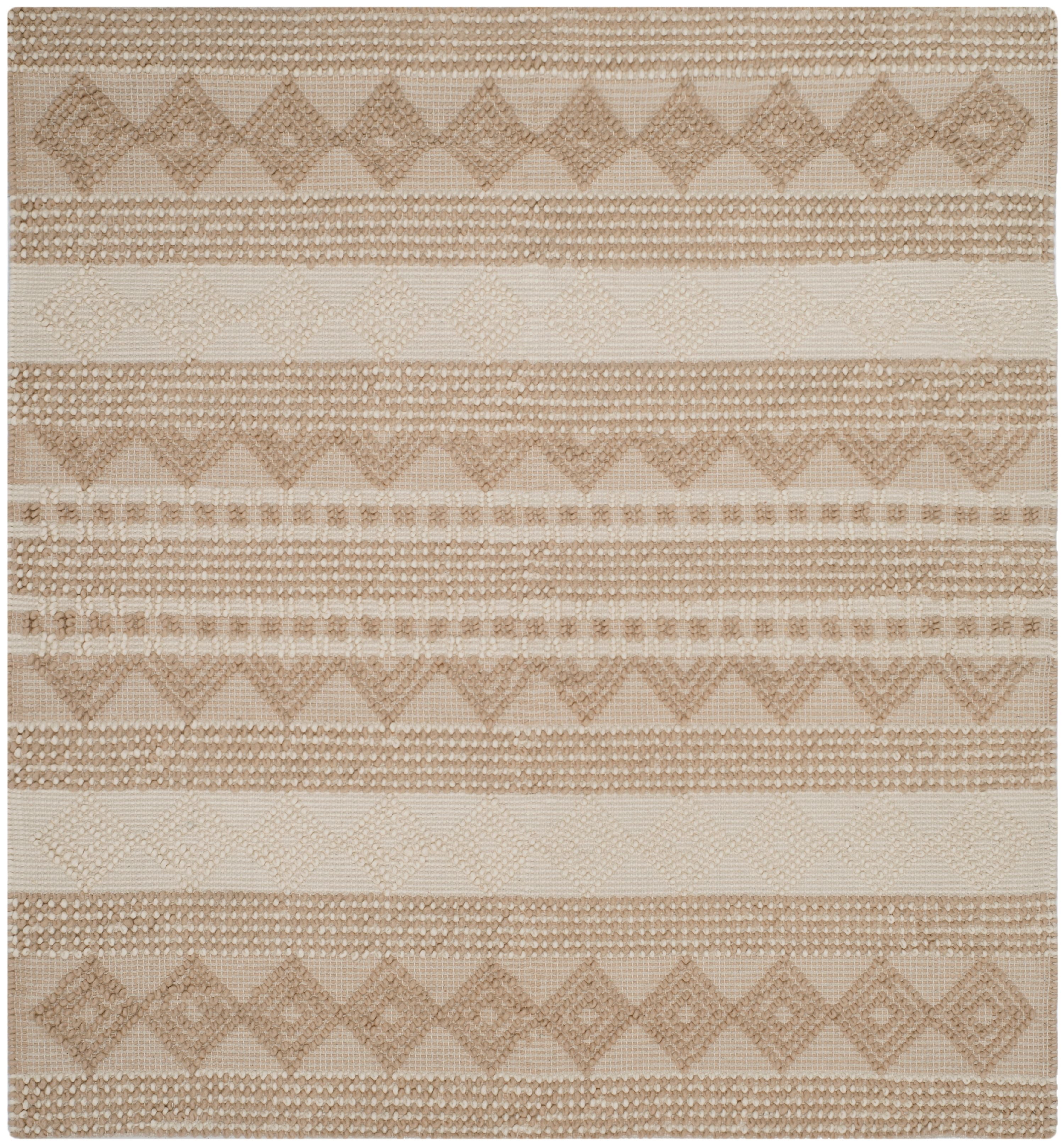 SAFAVIEH Natura Carly Geometric Braided Wool Area Rug, Beige/Ivory, 6' x 6' Square