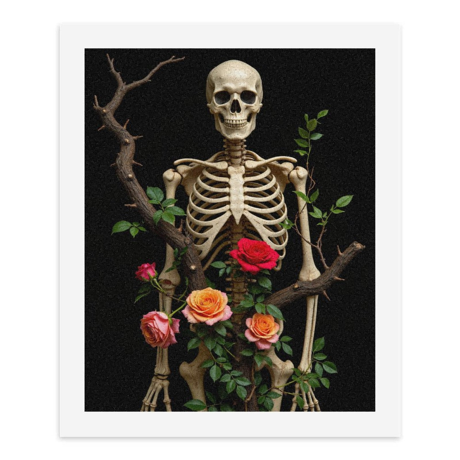 Paint by Numbers Kit for Adults, Skeleton Roses Nature Fusion Paint by Numbers, Easy Paint by Numbers Kit for Adults Beginner, DIY Adult Paint by Number Kits on Canvas, Home Decor
