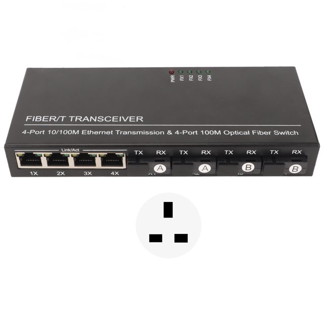 Conmutador de fibra SFP de 8 puertos, 10 100 m, indicador LED autoadaptable, conmutador óptico Ethernet Plug and Play para red, enchufe británico de 100 a 240 V