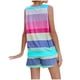 thumbnail image 4 of Conjunto de pantalones cortos informales con cuello redondo y cuello redondo sin mangas a rayas de verano para mujer Fridja  fhjkhfk459578, 4 of 6