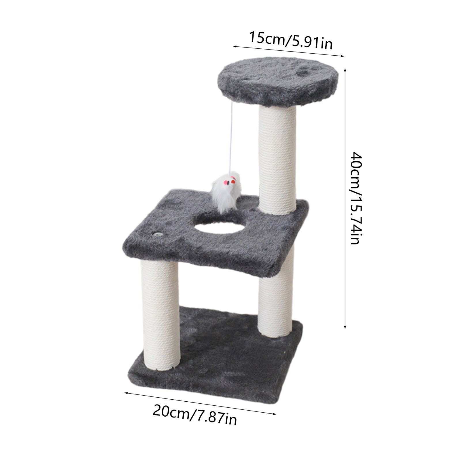 Yhmxh Small Cat Tree Tower With Sisal Scratching Pole, Multifunction Cat Scratching Post for IndoorInteractive Toy with Danging Ball for Indoor Cats, Scratching Post Easy Installation Tower for Cats