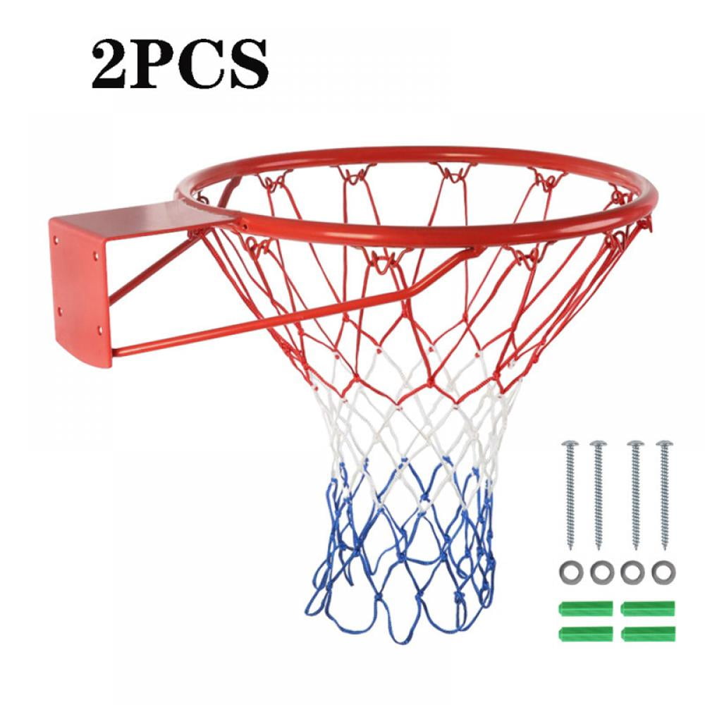 SJZBIN Basketball Net 2PCS Red and White Basketball Nets with 12PCS Loops 