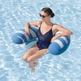 thumbnail image 2 of H2OGO! Comfort Plush Noodle Chair - Blue & White Stripe, 47" x 26.5", Deluxe Inflatable Pool Float, Mesh Seat, Velvet-Like Surface, Sit & Lounge Ring, 2 of 8