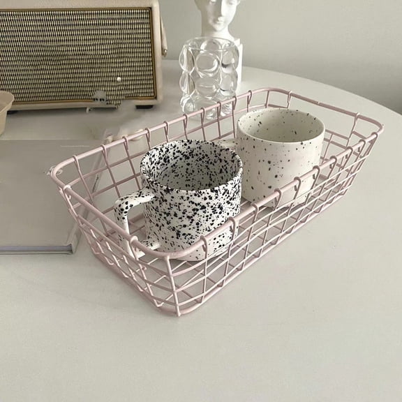 Gnmfd Double Layer Iron Art Desktop Storage Basket for Fruits Vegetables Cosmetics, Cube Storage Organizer, Storage Shelves, Containers with Lids, Food Storage, Office Bathroom Storage