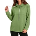 thumbnail image 2 of Women's Lightweight Hoodie Funnel Neck Sweatshirts Drawstring Aesthetic Drop Shoulder Long Sleeve Pullover Top With Side Pockets, 2 of 5