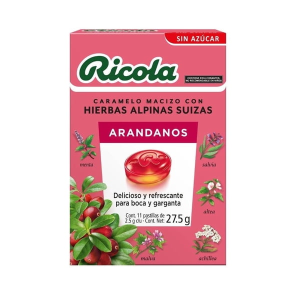 Caramelo macizo Ricola arándanos 27.5 g
