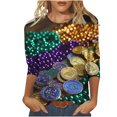 thumbnail image 2 of Cavosen Carnival Day Tops for Women 3/4 Sleeve Round Neck Shirts Holiday Mardi Gras Shirts Mask Graphic Print Blouse Festival Trendy Tops Dressy Workout Tees Party Shrove Tuesday 3XL, 2 of 5