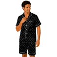 thumbnail image 3 of SONXAHE Couples 2‑Piece Satin Polka Dot Pajama Set Short Sleeve Button Top Matching Shorts Sleepwear, 3 of 9