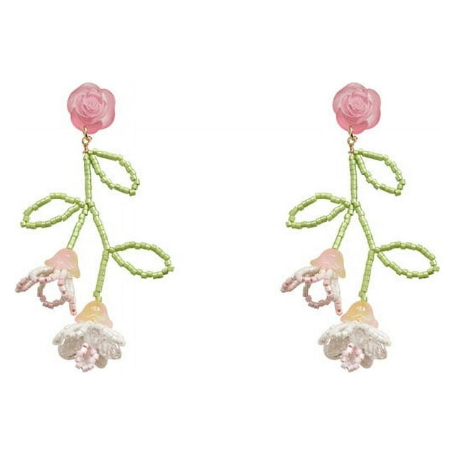 Pendientes de flores con cuentas hechos a mano, Kit de Material de accesorios, accesorios de flores de cristal de verano, pendientes colgantes