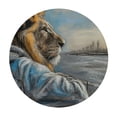 thumbnail image 4 of WYYP A Majestic Lion Outdoor Fitted Round Tablecloth 100% Polyester Fiber White, 4 of 8