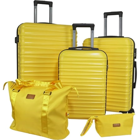 Luggage Sets 3 count(20/24/28)-Suitcase Set- Luggage with Wheels-PC + ABS Durable Lightweight Rotating hardshell suitcase 5 count(Yellow)