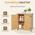 thumbnail image 3 of S-HOME Outdoor Potting Bench With Storage Cabinet And Metal Table Top For Patio Use, Functional Gardening Work Station Table，Light Brown, 3 of 7