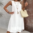 thumbnail image 7 of ClodeEU Women's Sleeveless Round Neck Dress,Casual Summer Tank Mini Vacation Sundress Dress White,Womens Plus XXL, 7 of 7
