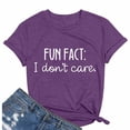 thumbnail image 2 of Wang6 Graphic Tshirts for Womens Summer Fun Fact I Don't Care Letter Printed Tops Causal Short Sleeve Crew Neck Tees X_0528liPurple S, 2 of 3
