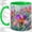 Green, variant on Purple Iris Accent Mug, 11oz Ceramic Coffee Cup for Flower Lovers