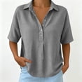 thumbnail image 5 of Kezqiaxn Plus Size Shirts for Women Short Sleeve Collared Button Down Shirts Business Dressy Work Blouses Summer Clothes, 5 of 6
