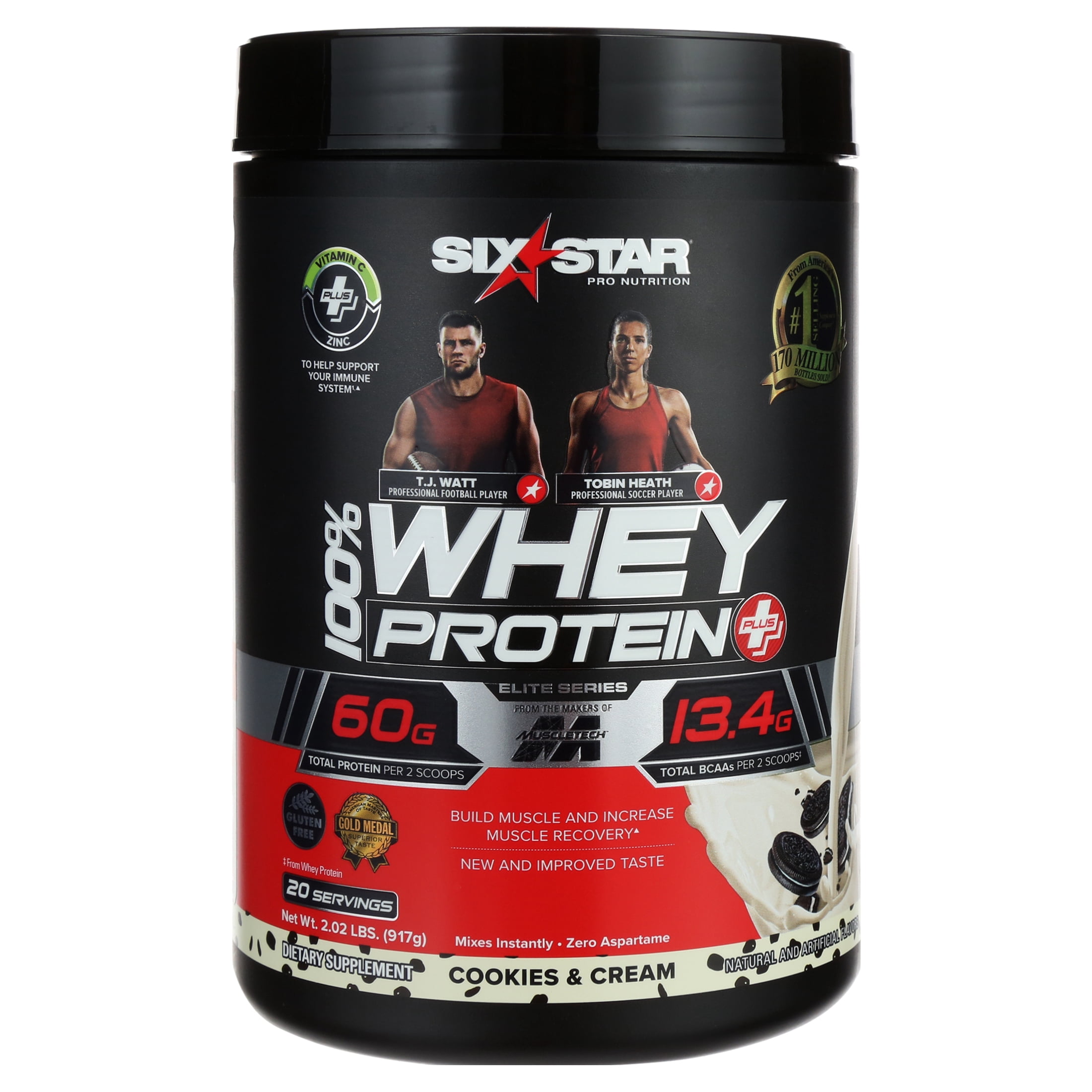 Six Star Elite Series 100% Whey Protein Powder, Cookies & Cream, 2lbs
