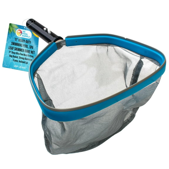 U.S. Pool Supply Heavy-Duty 11" Swimming Pool, Spa Leaf Skimmer Rake Net - 11" Deep Ultra Fine Mesh Netting Bag Basket, Strong Aluminum Frame, Inclined Lip - Skim, Clean & Remove the Finest Debris