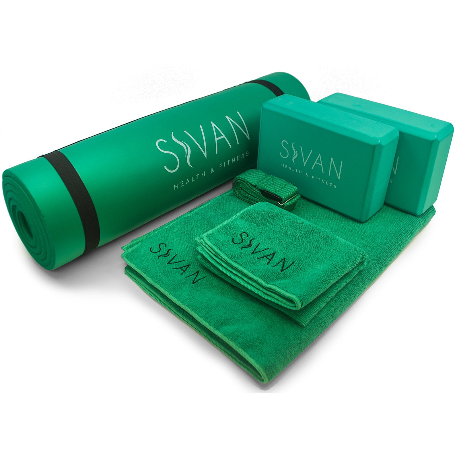 Sivan 6Piece Yoga Set, Includes 1/2" Ultra Thick NBR Exercise Mat, 2