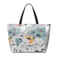 thumbnail image 2 of Kdxio The World Map with Cartoon Animals for Beach Bag for Women Large Beach Tote Bag Waterproof Sandproof Swim Bag with Zipper Pockets Beach Vacation Travel, 2 of 7