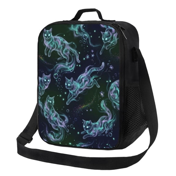 Cat Insulated Lunch Bag Reusable Lunch Box With Adjustable Shoulder Strap Cooler Tote Bag For Men Women