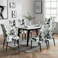 thumbnail image 2 of Dining Room Chair Covers Set of 6, Stretch Parsons Chair Slipcovers Universal Removable Washable Chair Seat Covers Protector for Dining Room, Kitchen, Hotel and Party, Black Marble, 2 of 6