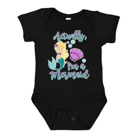 

Inktastic Actually Im a Mermaid with Seashell and Bubbles Gift Baby Girl Bodysuit