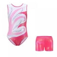 thumbnail image 2 of SILVERCELL Girls Rhinestone Sleeveless Dance Outfits Set 3 Piece Gymnastic Leotard Athletic Short with Hairband Dancewear,5-12Y, 2 of 9