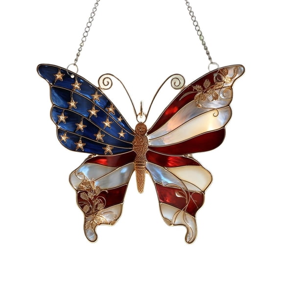 Acrylic Jigsaw Puzzle Suncatcher-Stress Relief Jigsaw Puzzle, Window Suncatcher Acrylic Puzzle, DIY Suncatcher Kits for Adults, Home Decor Gift for Women, Mom, Friends(7.4in) 4th of July Vermilion