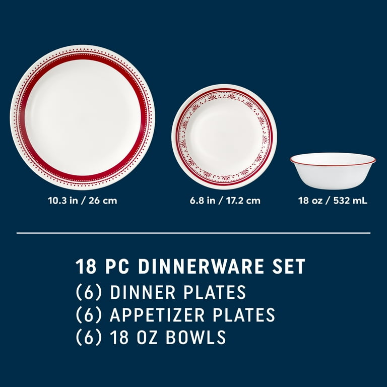 Corelle Sadie Dinnerware Set, 18-Piece, Service for 6, Raspberry