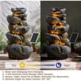 thumbnail image 5 of 5-Tier Rock Solar Water Fountain Outdoor Garden, 36.2''Tall Cascading Natural Solar Powered Fountain Outdoor with LED Lights, Water Feature for Garden, Patio, Deck, Backyard Decor, 5 of 9