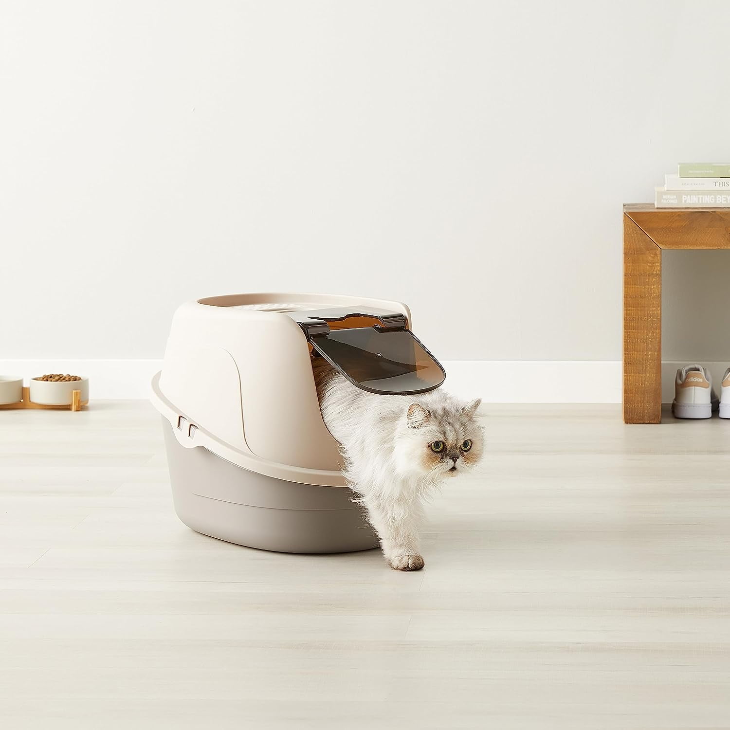 Hooded Enclosed Cat Litter Box with Odor Control, Swinging Door, and No-Mess Design, Standard, 21" x 16" x 15", Multicolor