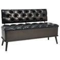 thumbnail image 1 of vidaXL Storage Bench with Backrest 110 cm Black Faux Leather, 1 of 5