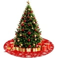 thumbnail image 3 of Red Christmas Tree Skirt 30 Inch with White Snowflakes Classic Farmhouse Christmas Tree Mat Small for New Year Xmas Holiday Party Decorations Home Yard Indoor Outdoor Ornaments, 3 of 7