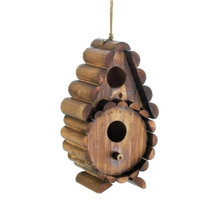 - Birdhouse, Round Log Wooden Hanging Outdoor Rustic Decorative Bird House