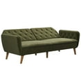 Novogratz Tallulah Memory Foam Futon, Convertible Couch, Green Velvet