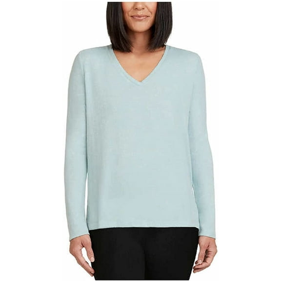 Matty M Womens Cozy V-neck Top,Mint,Large
