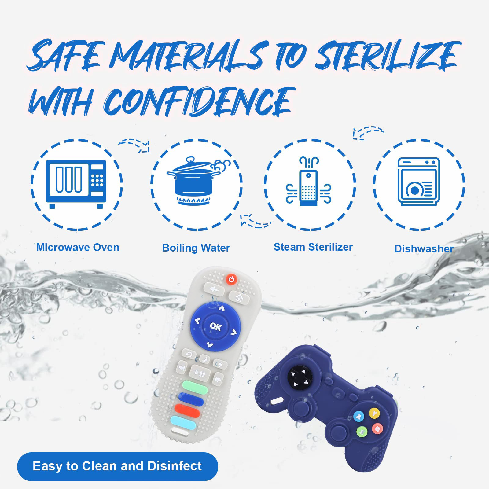 Smasener Silicone Teething Toys, Remote & Game Controller, 2-Piece Set photo 2