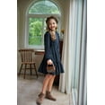 thumbnail image 5 of Arshiner Girl's Dress Vintage A-Line Long Sleeve Ruffle Swing Casual Velvet Dress with Pockets, 5 of 9