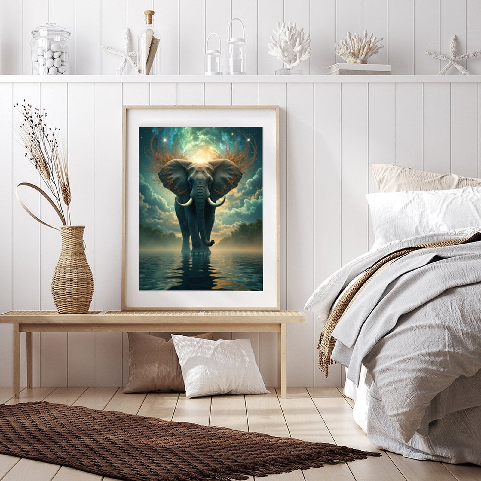 Diamond Art Kit for Adults, Elephant Starry Sky Reflection Diamond Painting for Adults Beginners, DIY Diamond Art Painting Kits, 5D Diamond Painting Crafts for Home Decor 12x16 Frameless