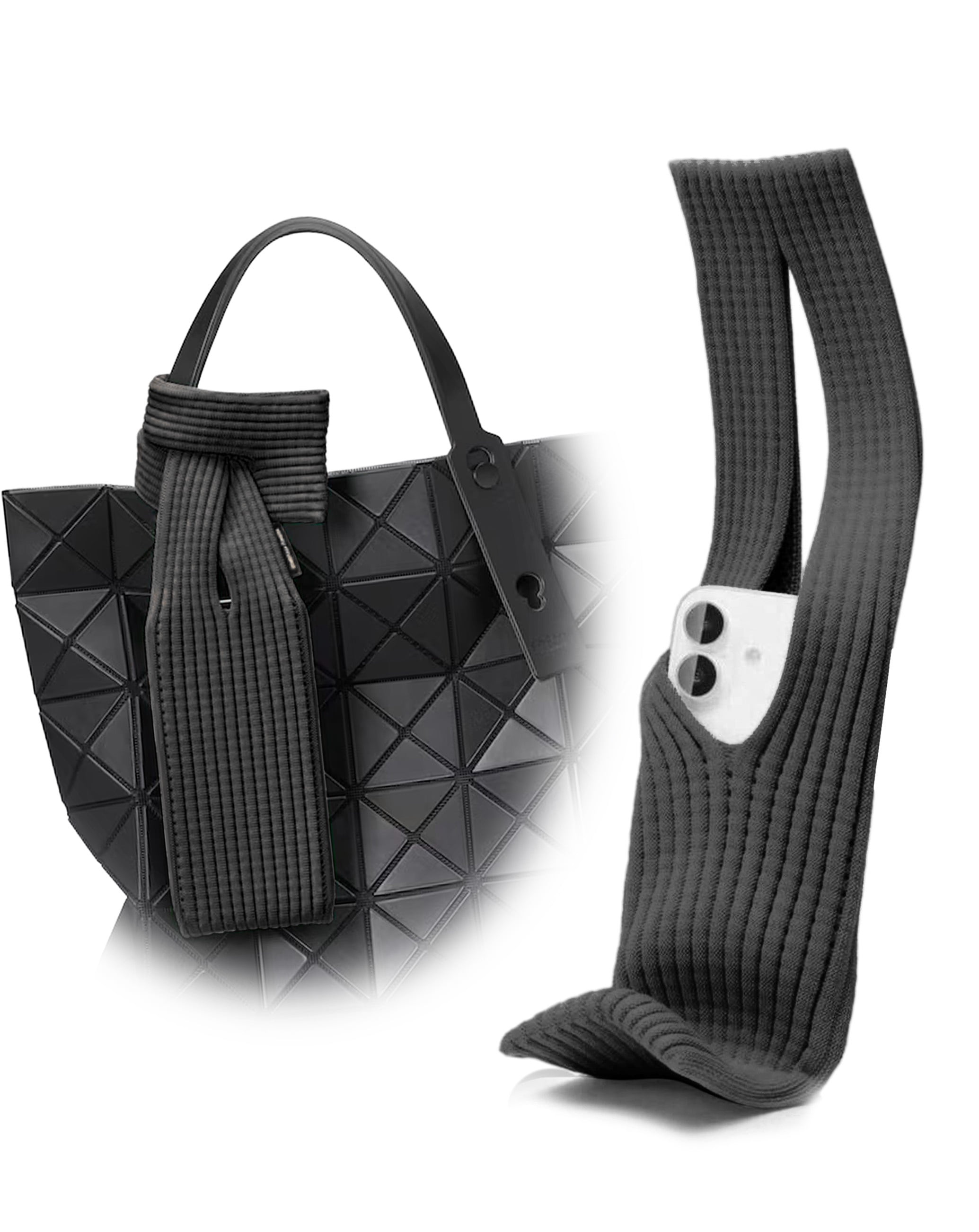 Short Compact Flex-Knit Phone Pouch - Black
