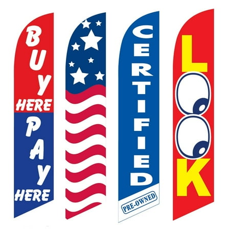 4 Advertising Swooper Flags Buy Pay Here USA Certified Pre Owned Look