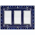 thumbnail image 1 of Metal Light Switch Plate Cover Blue Rhombus Snowflake Frame FRA044, 1 of 13